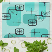 Middencentury Modern Sputnik Turquoise Theedoek (Gevouwen)