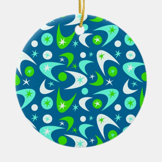 Middencentury Retro Boomerangs Keramisch Ornament (Voorkant)
