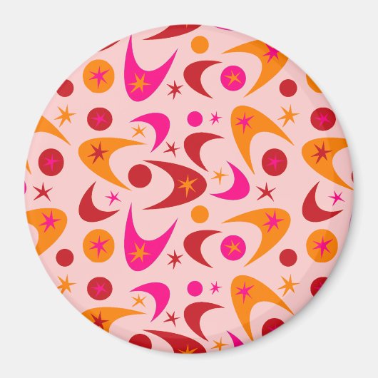 Middencentury Retro Boomerangs Magneet (Voorkant)