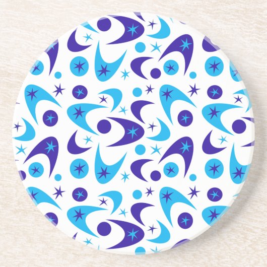 Middencentury Retro Boomerangs Zandsteen Onderzetter (Voorkant)