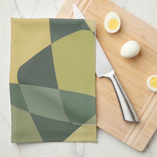Middencentury Rock Layers Green Theedoek (Quarter Fold)