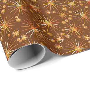 Middencentury Spoetnik patroon, Chocolate Brown Cadeaupapier