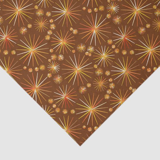 Middencentury Spoetnik patroon, Chocolate Brown Tissuepapier (Detail)