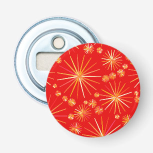 Middencentury Spoetnik patroon, diep rood Button Flesopener
