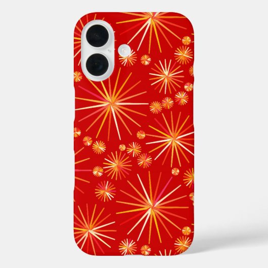 Middencentury Spoetnik patroon, diep rood Case-Mate iPhone Case (Achterkant)