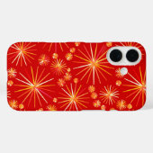 Middencentury Spoetnik patroon, diep rood Case-Mate iPhone Case (Achterkant (horizontaal))