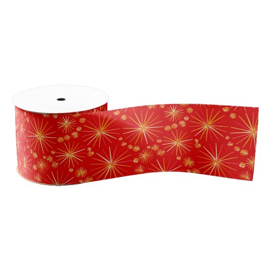 Middencentury Spoetnik patroon, diep rood Grosgrain Lint (Spoel)