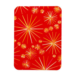 Middencentury Spoetnik patroon, diep rood Magneet