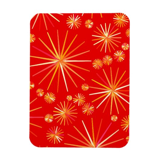 Middencentury Spoetnik patroon, diep rood Magneet (Verticaal)