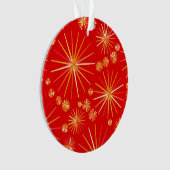 Middencentury Spoetnik patroon, diep rood Ornament (voorkant)