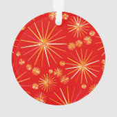 Middencentury Spoetnik patroon, diep rood Ornament (achterkant)