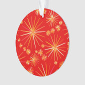 Middencentury Spoetnik patroon, diep rood Ornament (voorkant)
