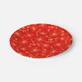 Middencentury Spoetnik patroon, diep rood Papieren Bordje (Gekanteld)