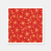 Middencentury Spoetnik patroon, diep rood Servetten (Voorkant)