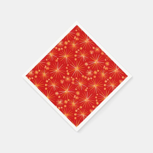 Middencentury Spoetnik patroon, diep rood Servetten (Hoek)