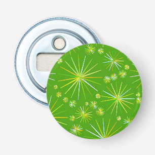 Middencentury Spoetnik patroon, Olijfgroen Button Flesopener
