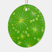 Middencentury Spoetnik patroon, Olijfgroen Keramisch Ornament (Links)