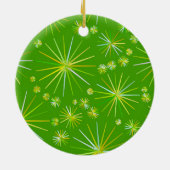 Middencentury Spoetnik patroon, Olijfgroen Keramisch Ornament (Achterkant)