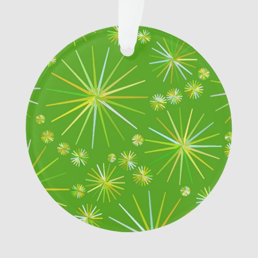 Middencentury Spoetnik patroon, Olijfgroen Ornament (voorkant)