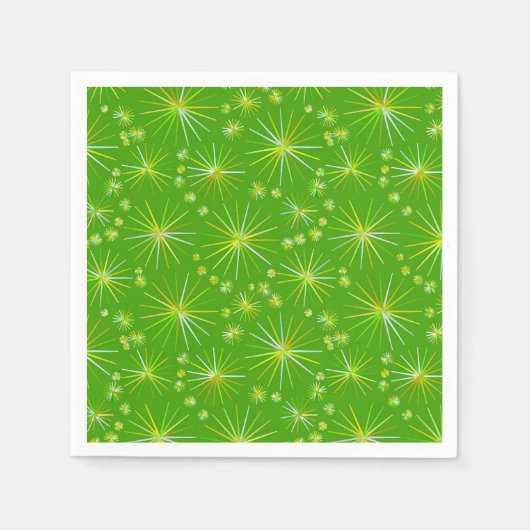 Middencentury Spoetnik patroon, Olijfgroen Servet (Voorkant)