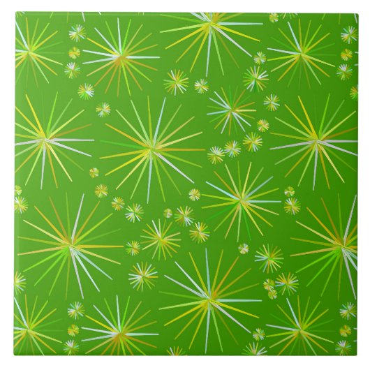 Middencentury Spoetnik patroon, Olijfgroen Tegeltje (Voorkant)