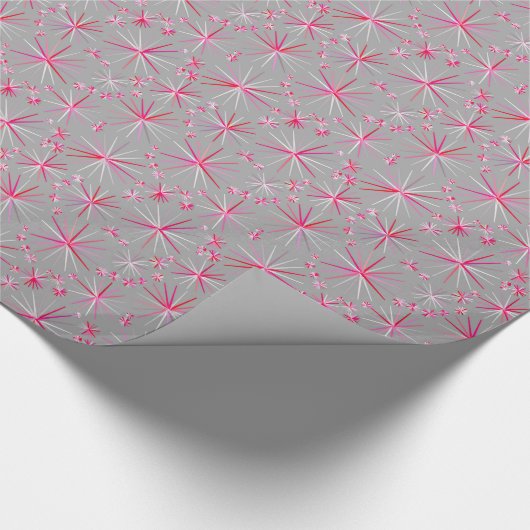 Middencentury sputnik patroon, grijs en Fuchsia Cadeaupapier (Hoek)