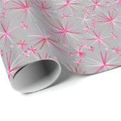 Middencentury sputnik patroon, grijs en Fuchsia Cadeaupapier (Rol Hoek)