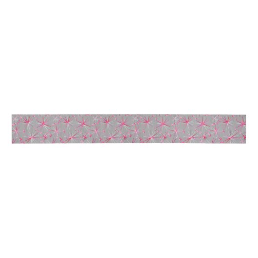 Middencentury sputnik patroon, grijs en Fuchsia Grosgrain Lint (Voorkant)