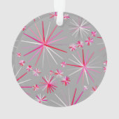 Middencentury sputnik patroon, grijs en Fuchsia Ornament (achterkant)
