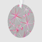 Middencentury sputnik patroon, grijs en Fuchsia Ornament (voorkant)
