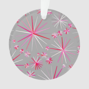 Middencentury sputnik patroon, grijs en Fuchsia Ornament