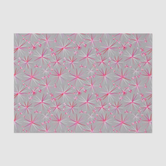 Middencentury sputnik patroon, grijs en Fuchsia Tissuepapier (Voorkant)