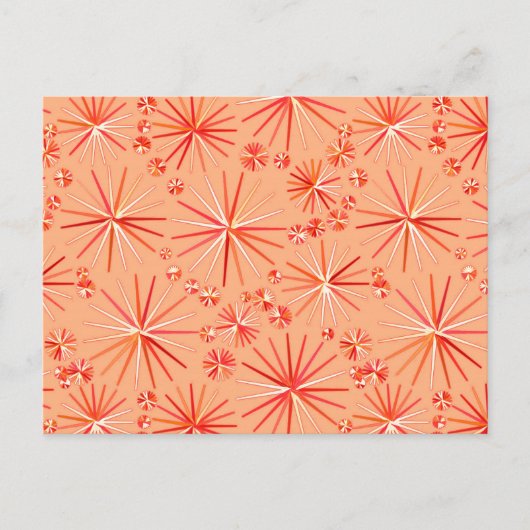 Middencentury Sputnik patroon, schaduwen van koraa Briefkaart (Voorkant)