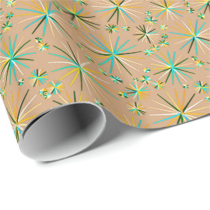 Middencentury Sputnik patroon, Taupe Tan Cadeaupapier