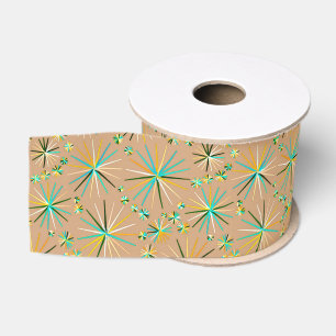 Middencentury Sputnik patroon, Taupe Tan Grosgrain Lint