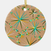 Middencentury Sputnik patroon, Taupe Tan Keramisch Ornament (Voorkant)