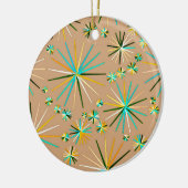 Middencentury Sputnik patroon, Taupe Tan Keramisch Ornament (Links)