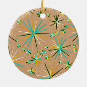 Middencentury Sputnik patroon, Taupe Tan Keramisch Ornament (Achterkant)