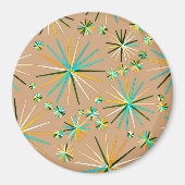 Middencentury Sputnik patroon, Taupe Tan Magneet (Voorkant)