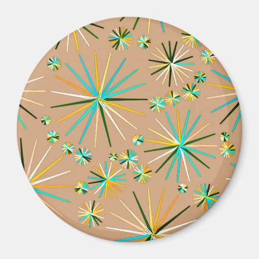 Middencentury Sputnik patroon, Taupe Tan Magneet (Voorkant)