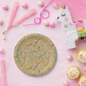 Middencentury Sputnik patroon, Taupe Tan Papieren Bordje (Feest)