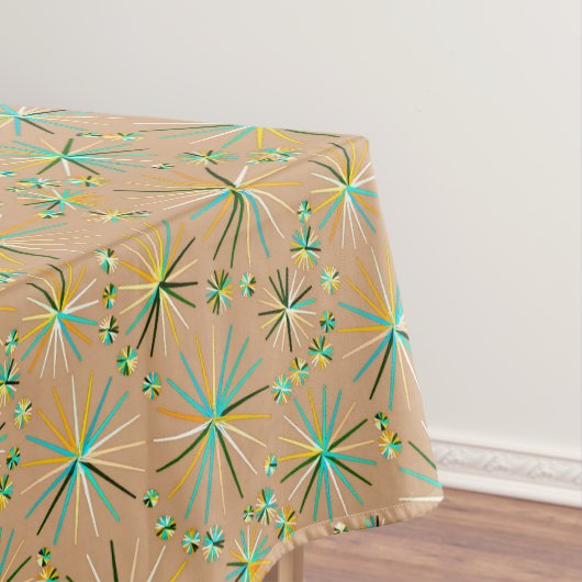 Middencentury Sputnik patroon, Taupe Tan Tafelkleed (Voorbeeld)