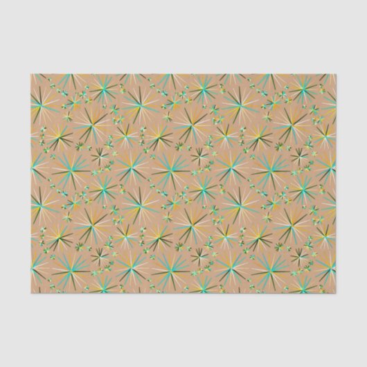 Middencentury Sputnik patroon, Taupe Tan Tissuepapier (Voorkant)