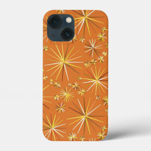Middencentury Sputnik patroon, Terracotta iPhone 13 Mini Hoesje