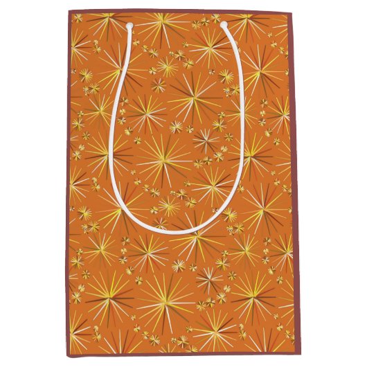 Middencentury Sputnik patroon, Terracotta Medium Cadeauzakje (Voorkant)