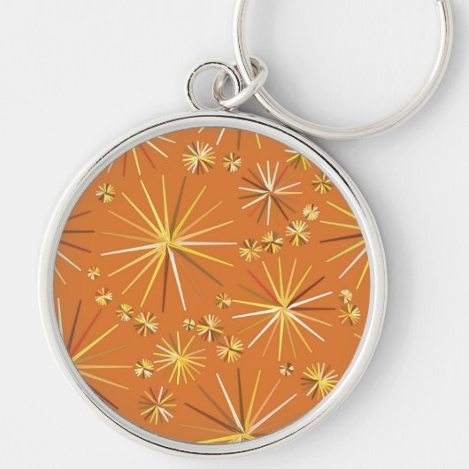 Middencentury Sputnik patroon, Terracotta Sleutelhanger (Voorkant)