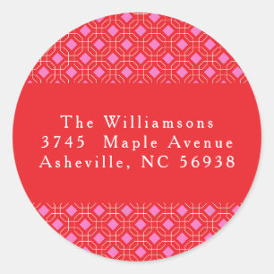 MiddenEeuw Rood Roze Schattig Kerst Retouradres Ronde Sticker