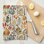 Middeneeuws bos met botanische Herfst Theedoek (Quarter Fold)