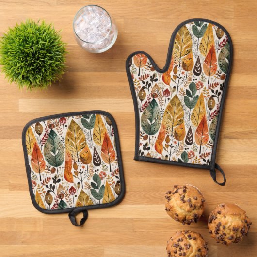Middeneeuws Herfst bos Ovenwant & Pannenlap Set (Top down)