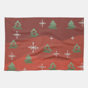 MiddenEeuwse Abstracte Kerstbomen Theedoek